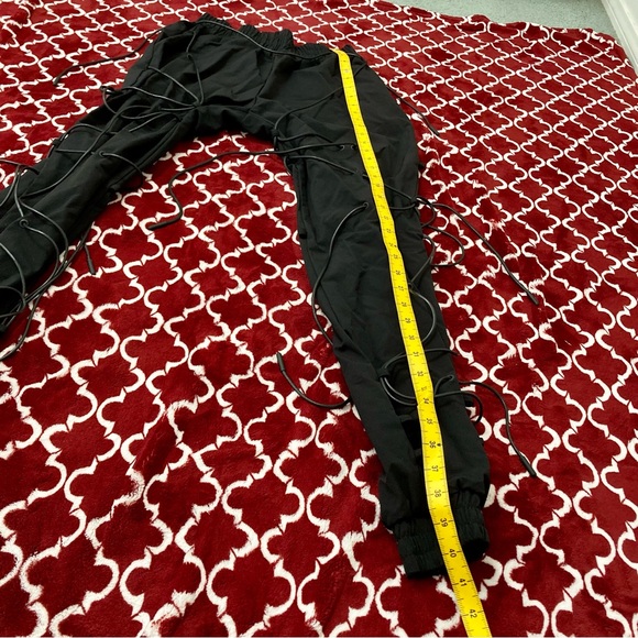 Maniere de Voir black lace up bondage joggers - Picture 10 of 15